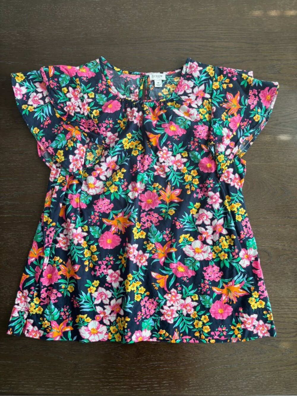 J.Crew Floral Print Flutter Top